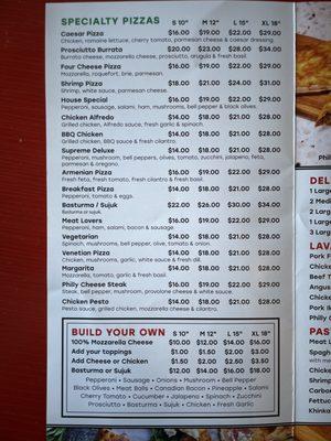 New menus