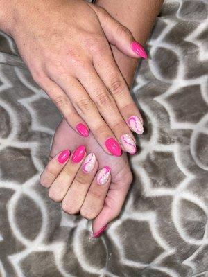 Dip on natural nails with gel design done by Tammi