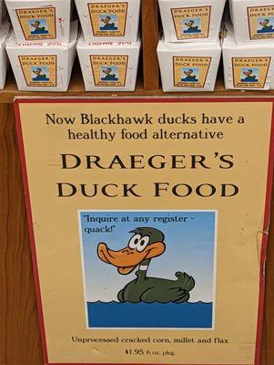 Duck food sign