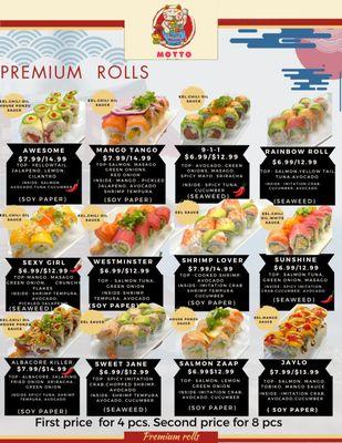 Premium roll update menu