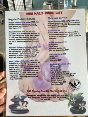 Menu of Services