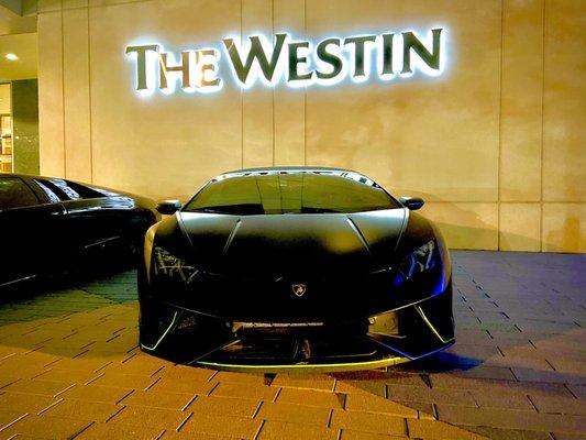 1 of 2 Beautiful Lamborghini's parked at the Westin on a Saturday evening