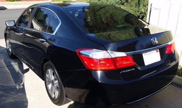 2013 Accord LX with 35% tints all around (per request!). Thank you Wyatt and JJ for your professionalism and honesty!