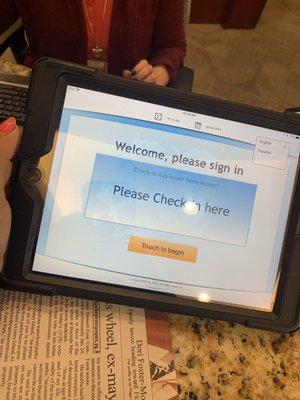 Tablet required to check in super easy and fast