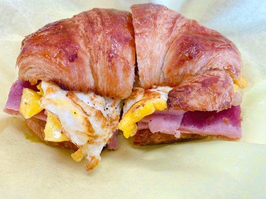 Breakfast croissant sandwich