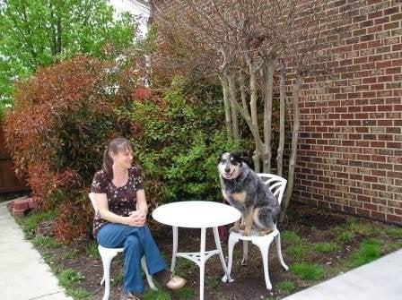 Mary and 'Little Man' in the rec yard