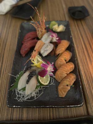 Assorted nigiri and sashimi