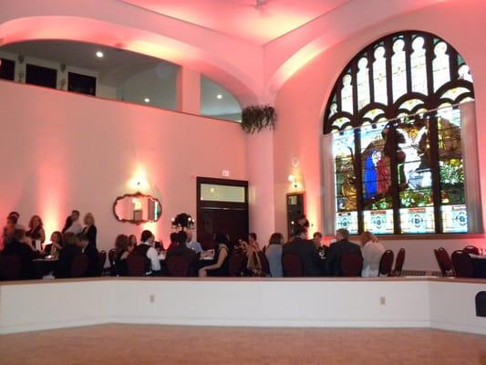 The dance floor and another gorgeous stained glass window!