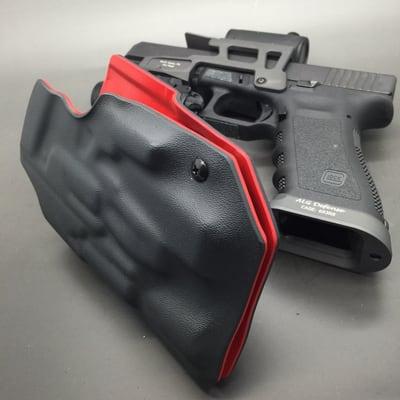 Adr MkVI for the ALG six Second Mount, holster in Two Tone Black and Red.