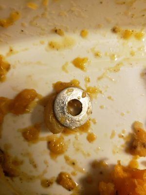 Metal washer found in food I was eating ordered through Territory