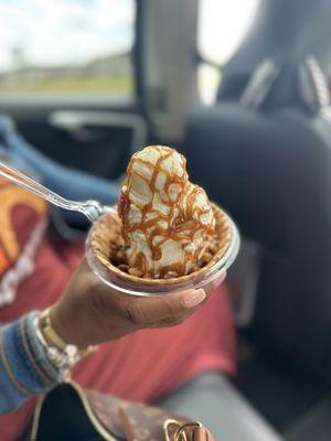 Caramel fudge brownie sunday