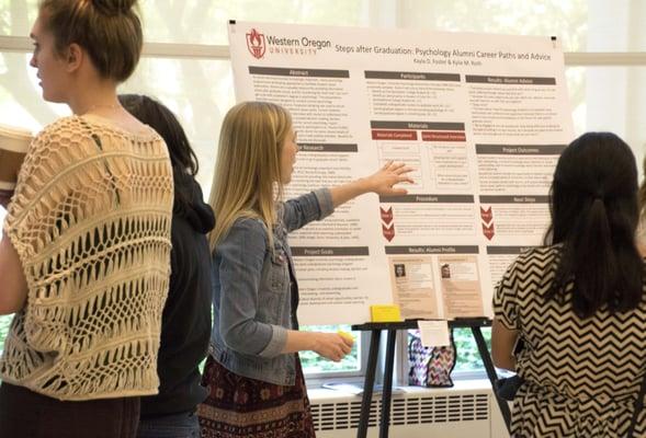 WOU Undergraduate student at the annual student academic showcase