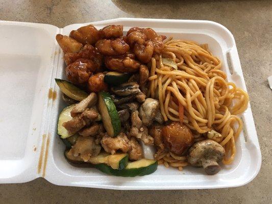 2 Item with Chow Mein, Orange Chicken, and Mushroom Chicken