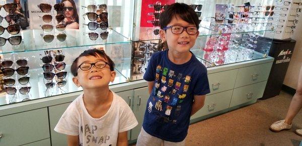 Kids had fun trying on glasses!