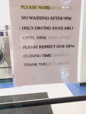 Note on door about their hours