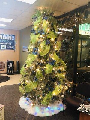 The Seahawks tree ar Salon Celebrations