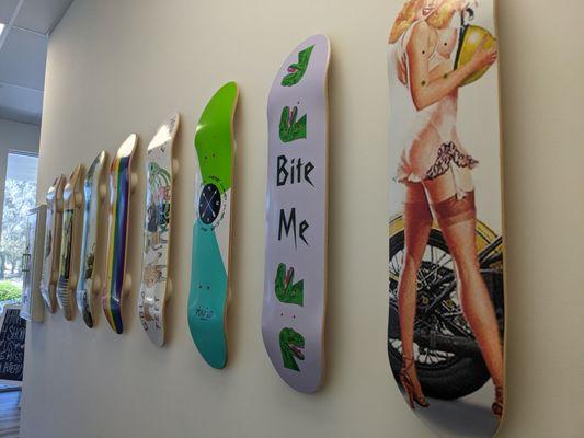 Skateboards on the walls