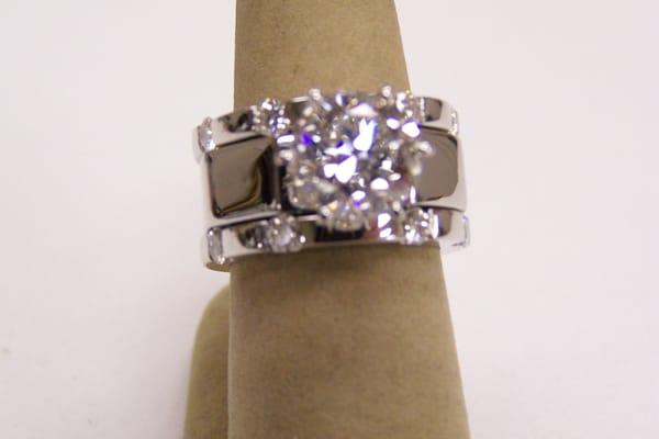 Custom made 14k white gold ring made from customer's stones.