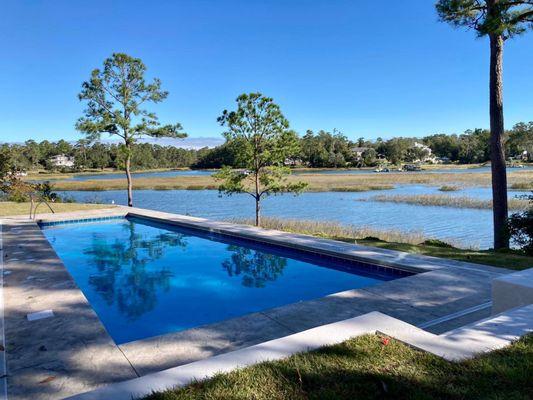 Infinity pool over looking the intracoastal waterway.