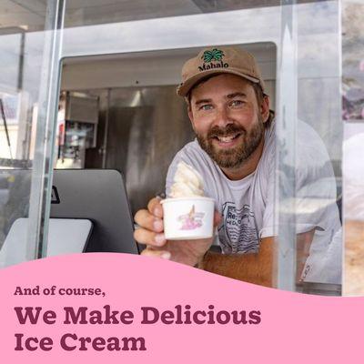 Creamy Boys owner, Joe,   serving up Hokey Pokey soft serve.