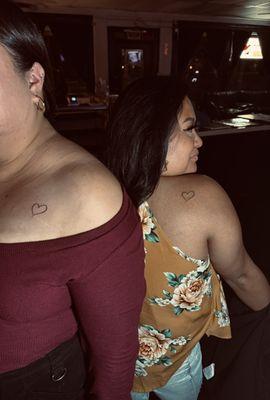 Besties w matching heart tattoos