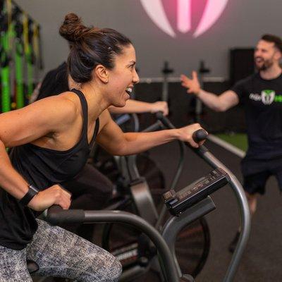 MUV Fitness Troutdale group cycling class led by a certified personal trainer