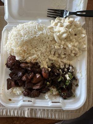 Ordered Large Mixed plate - got 2x rice, 2x pasta, but only 1/2 usual protein. Huli Huli and Honolulu.