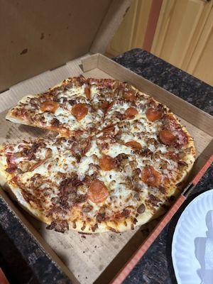 Meat galore pizza