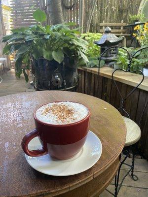 Cappuccino in the garden