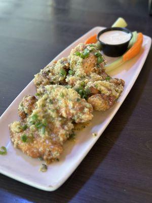 Garlic Parmesan wings, extra crispy.