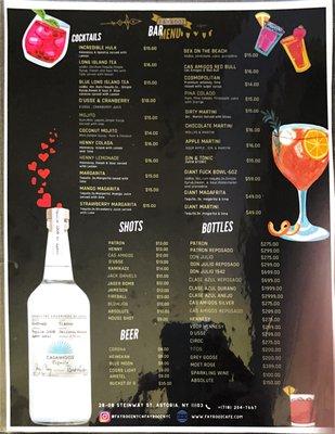 Fayrooz cocktail menu