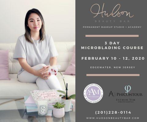 Offering 3 Day Microblading classes. For more info: https://www.hudsonbeautybar.com/3-day-microblading-course