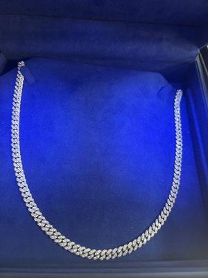 6 mm white gold 24 inch Cuban necklace 9.25 carats diamonds