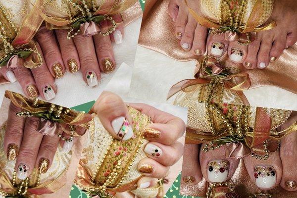 Christmas into New Year's 2021 mani/pedi by Penny & Linda