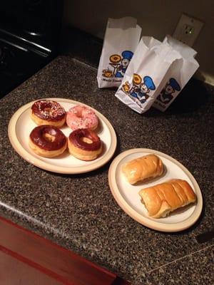 These donuts are so fresh they are still warm!!! Ham & cheese kolache & boudain kolache!