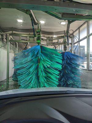 Inside the car wash