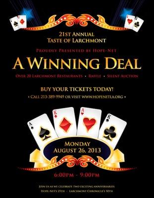 Annual fundraiser "Taste of Larchmont" Monday 8/26/13 6pm $40