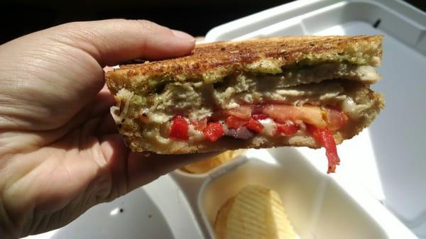 Half of my chicken caprese panini...delish!