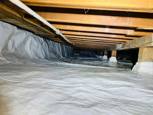 Moisture barrier installation.