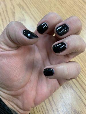 Black nail polish gel manicure