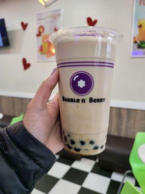 Almond milk tea with boba