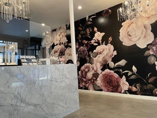 Floral meet glam lobby.