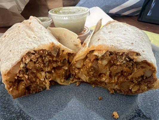 Giant chorizo breakfast burrito