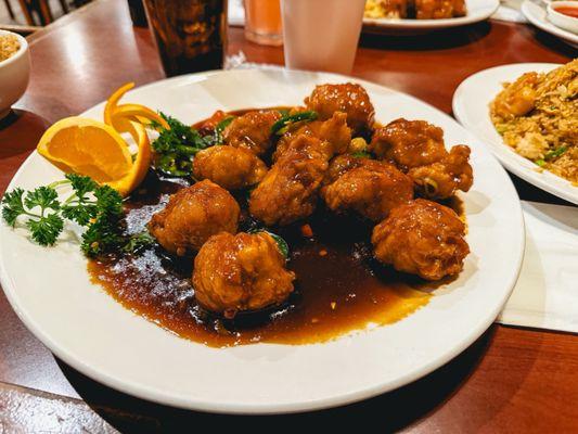 Orange Chicken with a side of fried rice