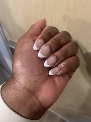 Apres Gel X with French tips and chrome on tips