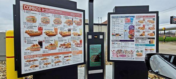 One of two drive thru order boards (separate from carhop stalls)