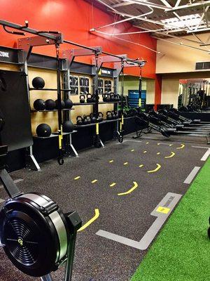 Turf Room: TRX Zone & Rowers shown