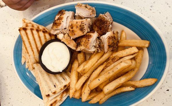 Kids chicken with added fries! Look at those fresh cut fries...oooooh ; )