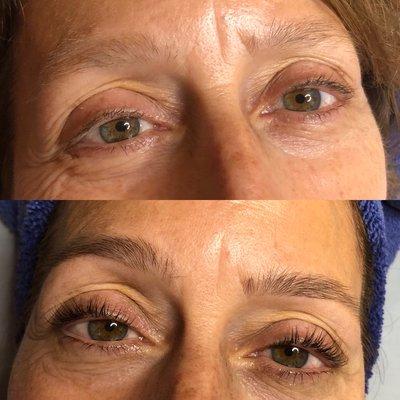 Before and after brow tint and lashlift and tint.