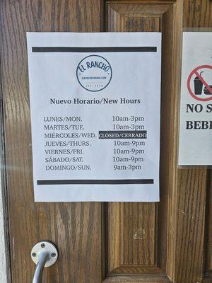 Posted New Hours